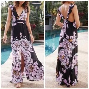 NWOT - Black and Purple Floral Beach Dress